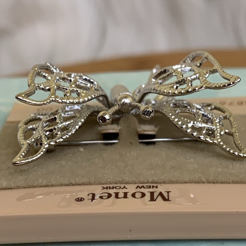 Monet | Vintage NWT Silver 3 D Butterfly Brooch Pin - Picture 8 of 11